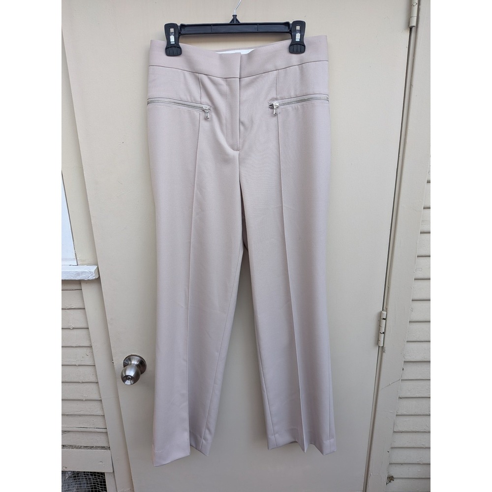 REISS Miller High Rise Straight Leg Pintuck Trousers Beige Size 6 - Picture 2 of 7